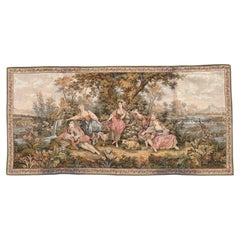 Nice vintage French Aubusson Style Jacquard Tapestry « Gallant meeting »