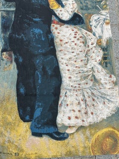 Nice French Aubusson Style Jacquard tapestry "dance in the country" by A. Renoir