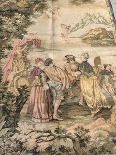 Nice mid century French Aubusson Style Jacquard Tapestry Embarkation for Cythera