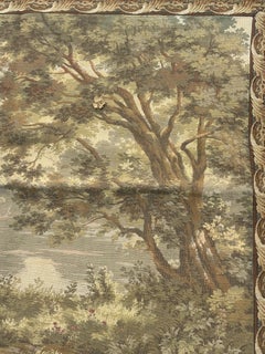 Bellissimo arazzo jacquard in stile Aubusson francese della metà del secolo scorso, intitolato “Il traghettatore”