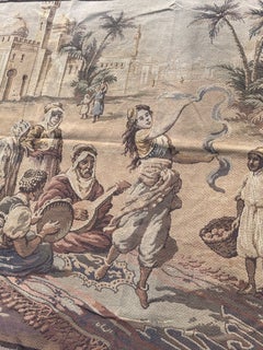 Nice mid century Aubusson Style Jacquard Tapestry "Orientalist scene"