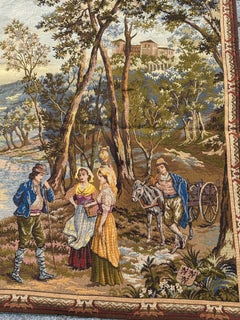Pretty Vintage French Aubusson style Jacquard Tapestry "By the lake"