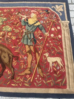 Nice mid century French handwoven Aubusson tapestry «medieval design»