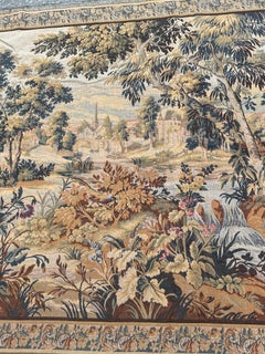 Arazzo Jacquard vintage fiammingo in stile Aubusson piuttosto grande, intitolato "Castello"