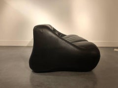Rare Black Leather Sofa "Ciuingam" by De Pas-D'Urbino-Lomazzi Bbb Bonacina, 1967