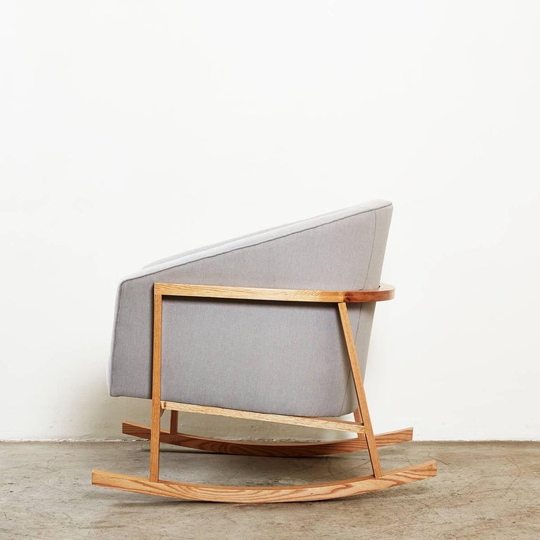 Rosaline Rocking Chair with Solid Wood Frame and Upholstered Barrel ...