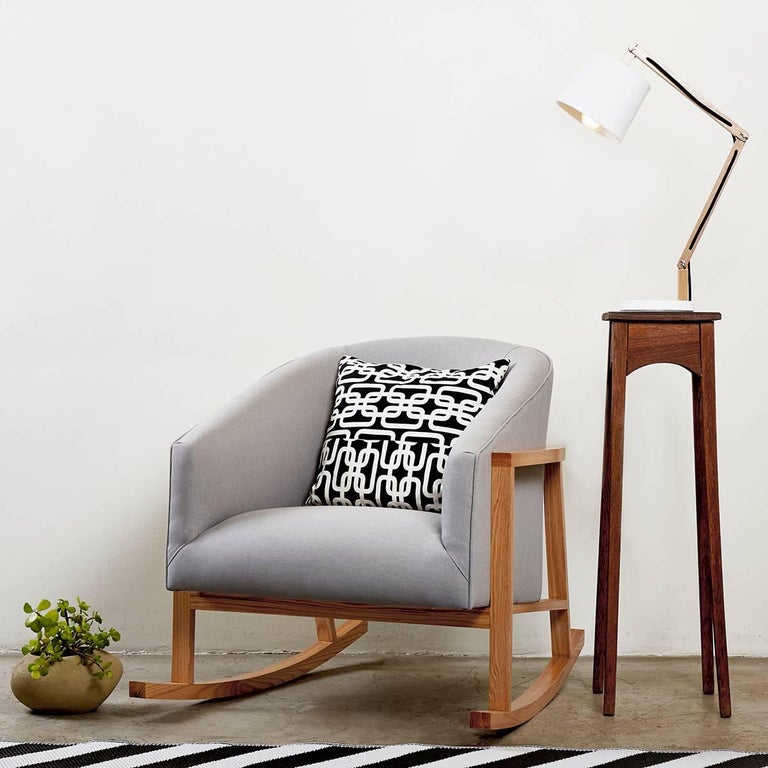 Rosaline Rocking Chair with Solid Wood Frame and Upholstered Barrel ...