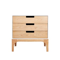 Coco Chest of Drawers in Solid Ash with Contrasting White Lacquered Box Case