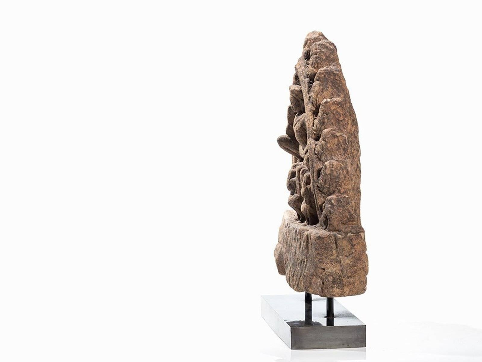 Cast Stone Superb Angkor Figure Indra For Sale