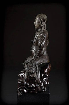 Large Black Lacquered Bronze Figure of Guandi