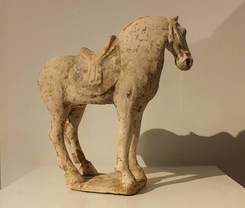 Fired Painted Red Pottery Saddled Horse