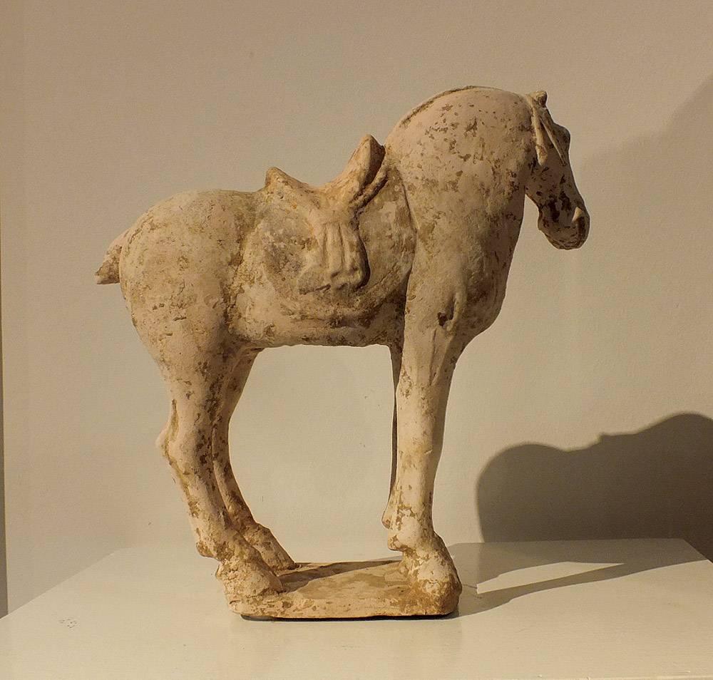 Painted Red Pottery Saddled Horse In Excellent Condition In Amsterdam, NL