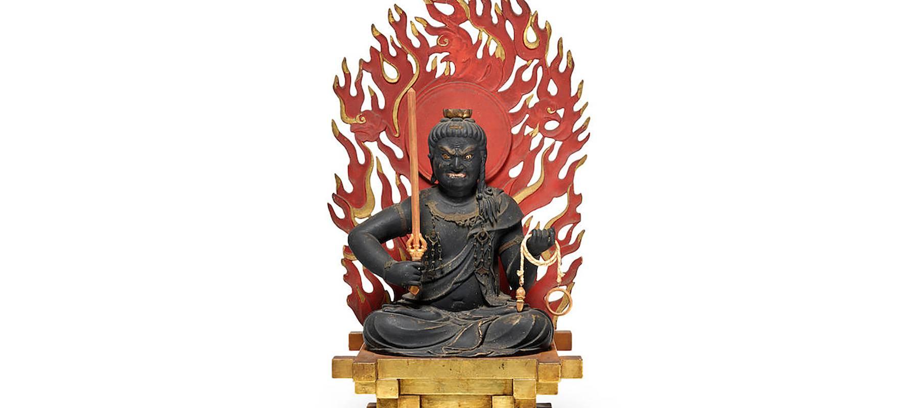 Highly Important Wood Sculpture Fudo Myo-o 'Acala' In Good Condition In Amsterdam, NL