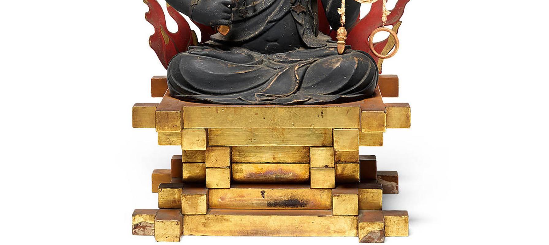 18th Century Highly Important Wood Sculpture Fudo Myo-o 'Acala'