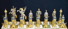 Fine Gilt Metal Chess Set Andmarble Game Board by the Italian Visual Artist