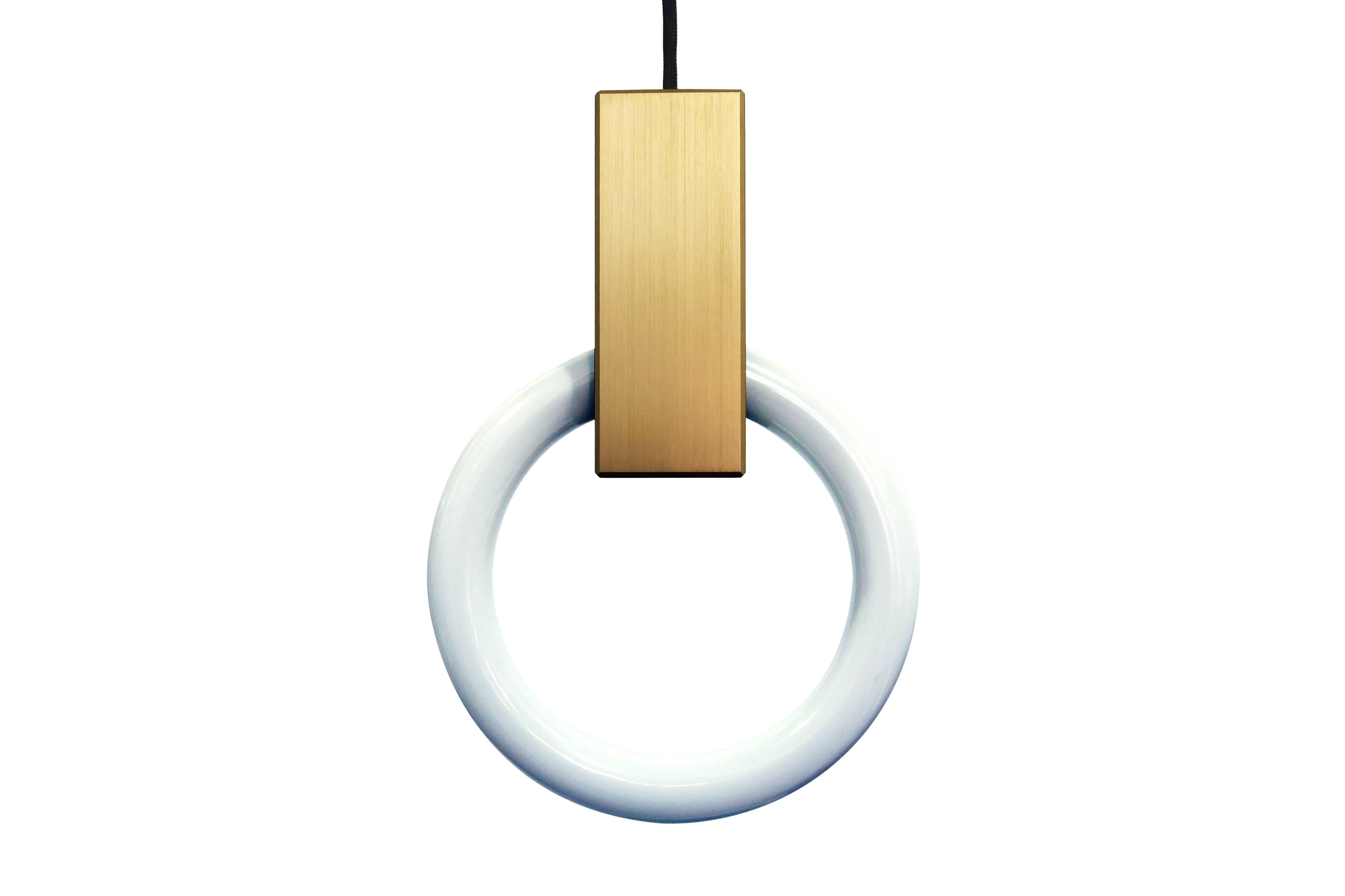 Halo C2 Brushed Brass Pendant (standard) by Matthew McCormick Studio For Sale 2