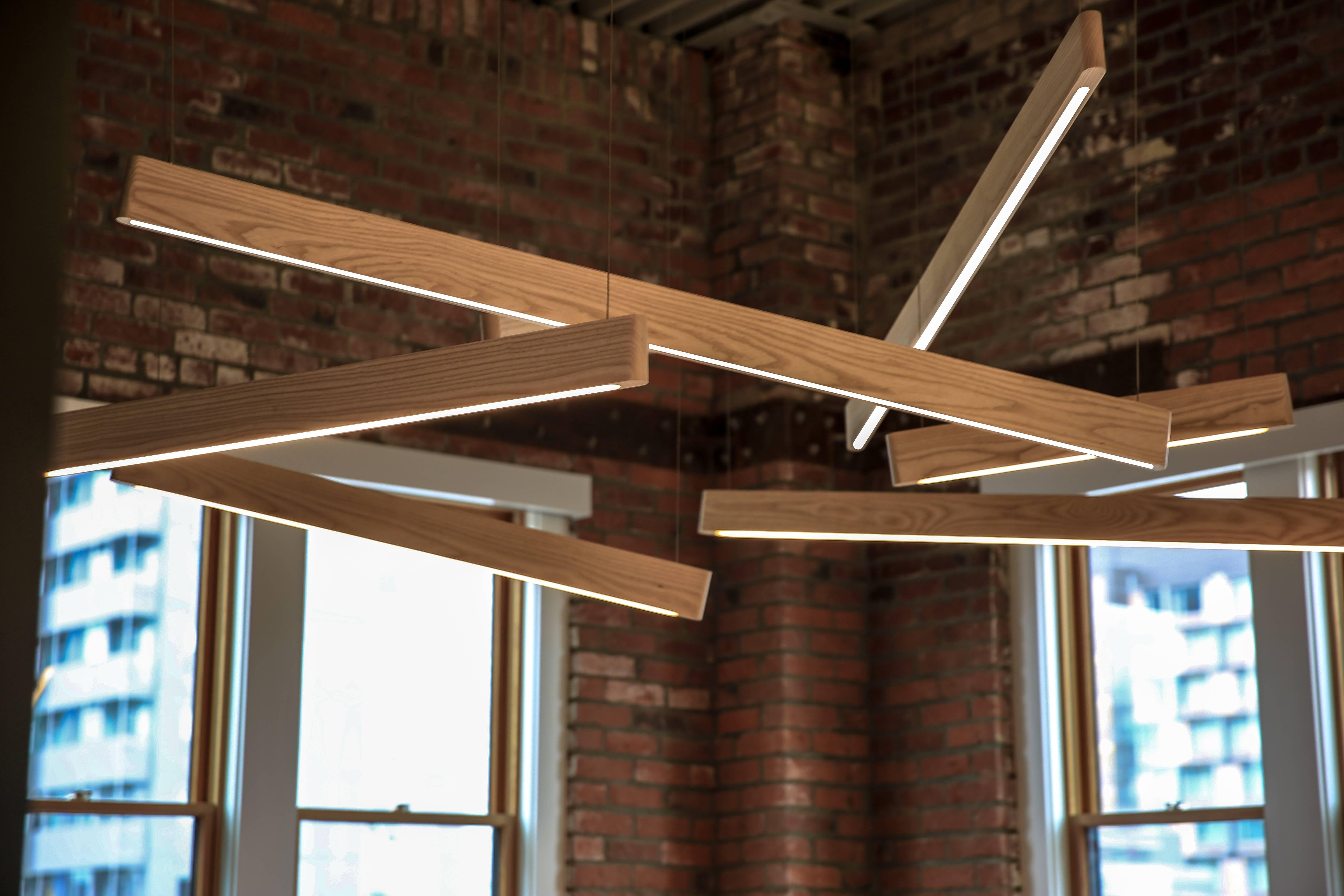 Hand-Crafted Line Light 4040 White Ash (Cross) by Matthew McCormick Studio For Sale