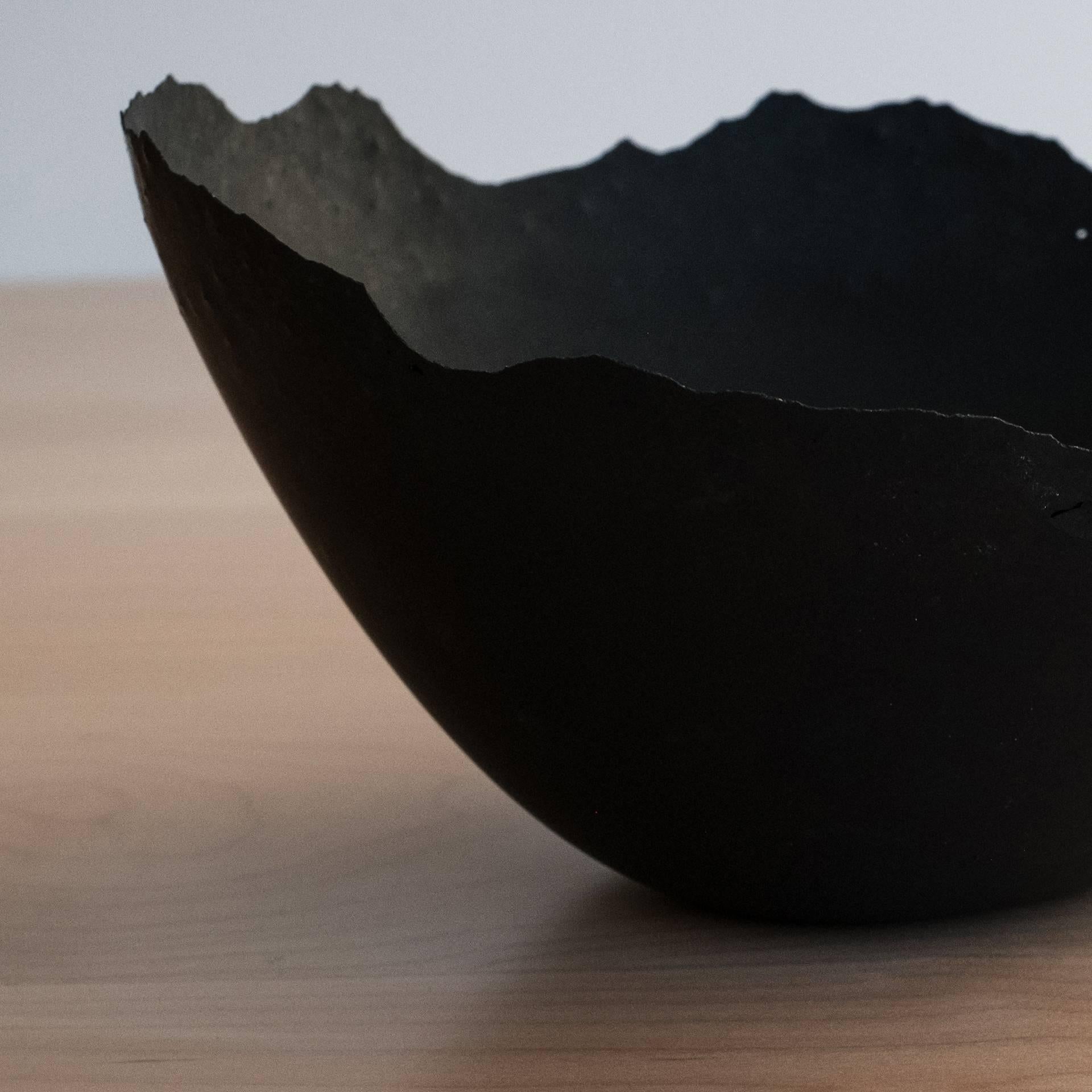 Minimalist Handmade Cast Concrete Bowl in Black by UMÉ Studio, Set of Three For Sale