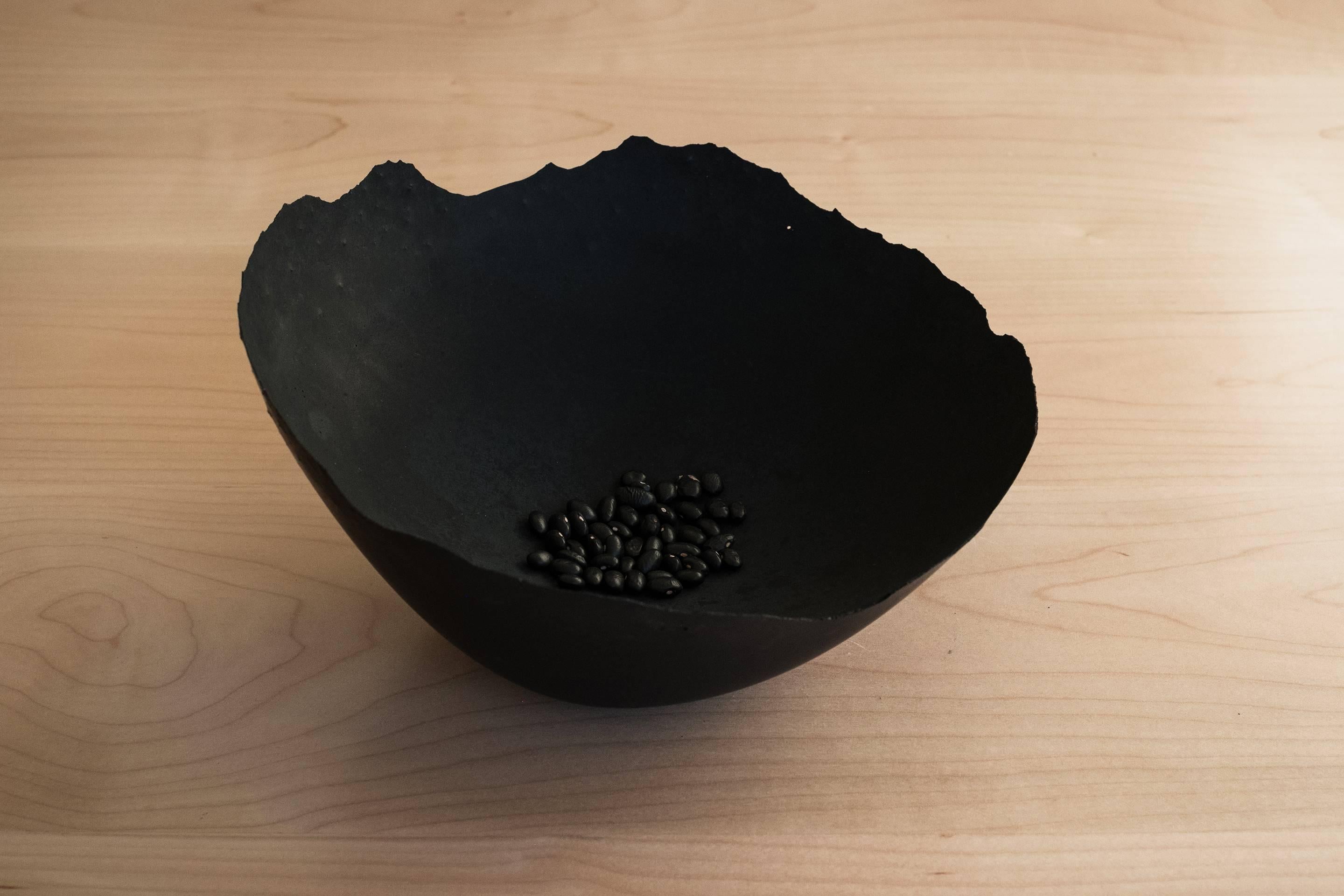 Handmade Cast Concrete Bowl in Black by UMÉ Studio, Set of Three For Sale 11