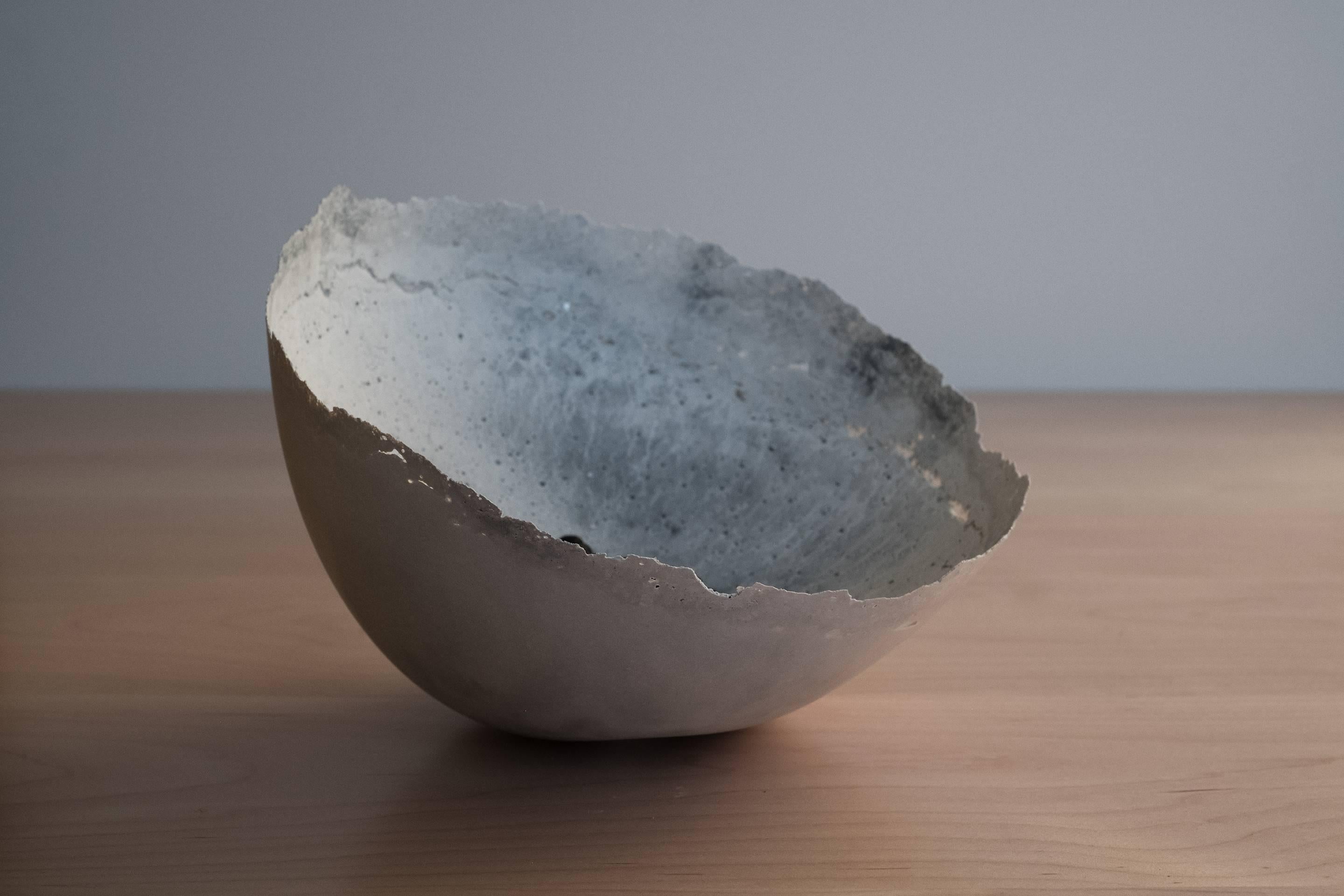 Handmade Cast Concrete Bowl in Grey by UMÉ Studio In New Condition In Oakland, CA