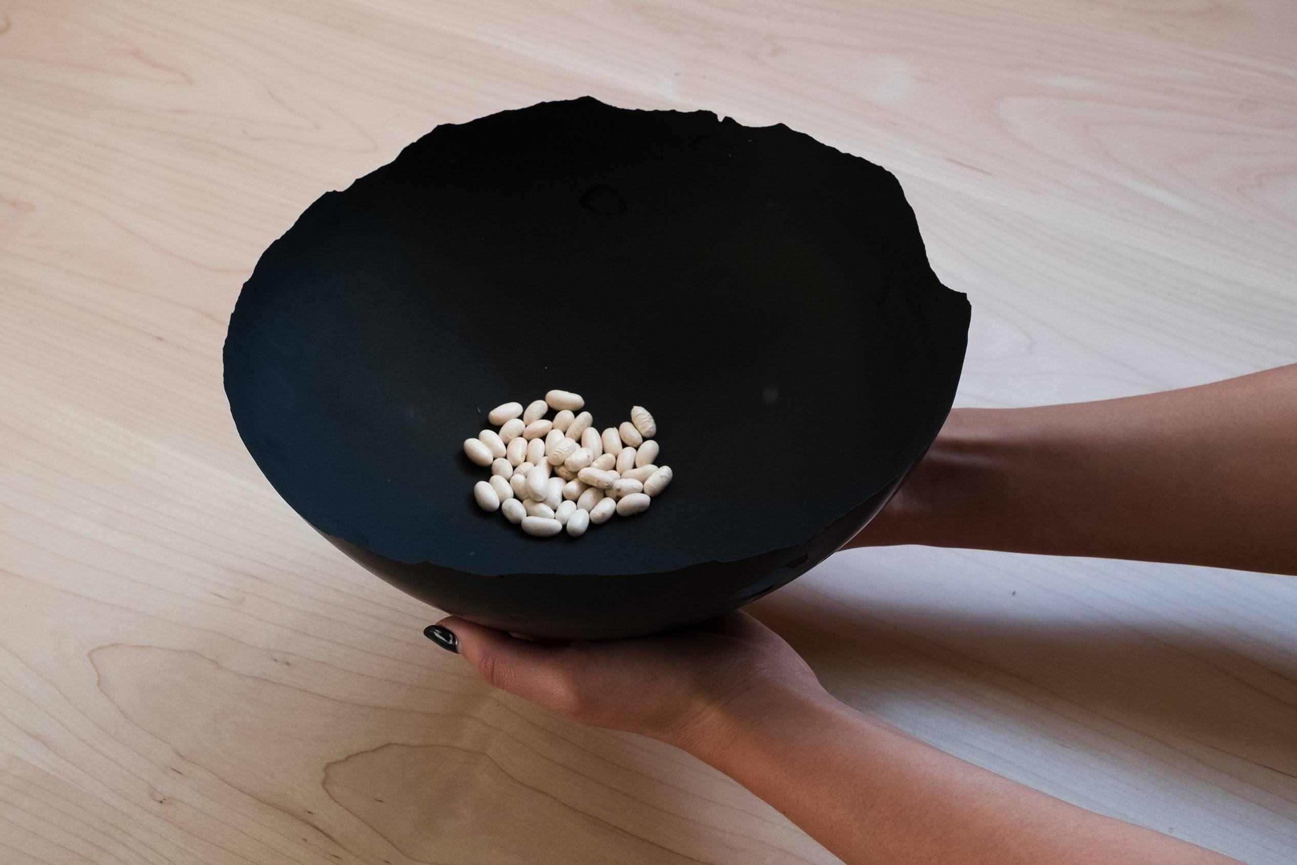 Handmade Cast Concrete Bowl in Black by Umé Studio In New Condition In Oakland, CA