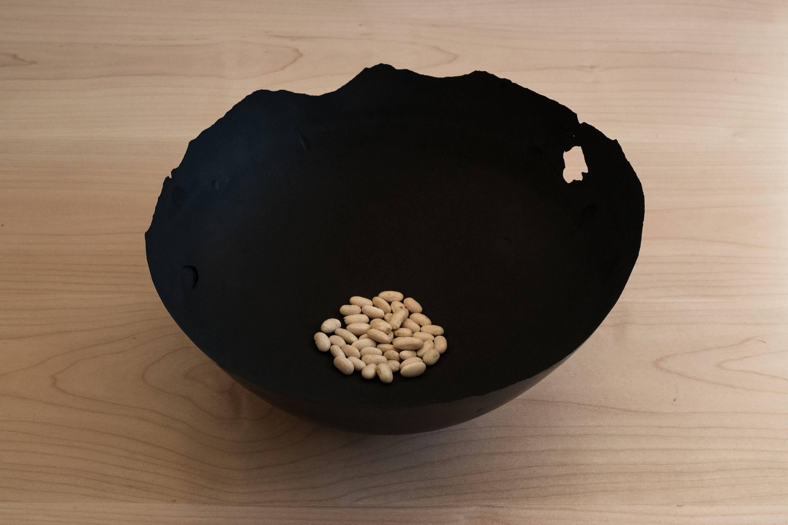 Organic Modern Handmade Cast Concrete Bowl in Black by Umé Studio