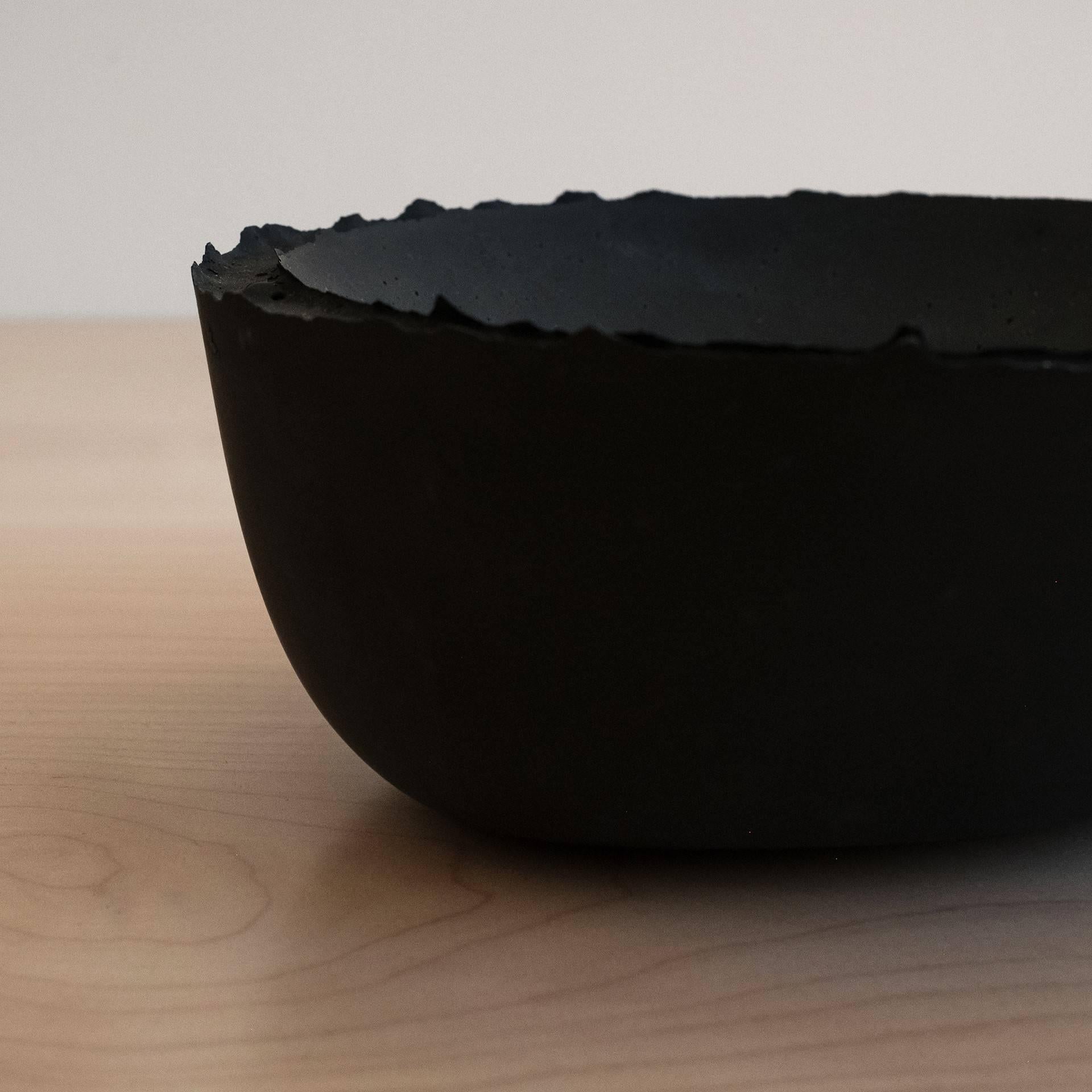 Organic Modern Handmade Cast Concrete Bowl in Black by UMÉ Studio