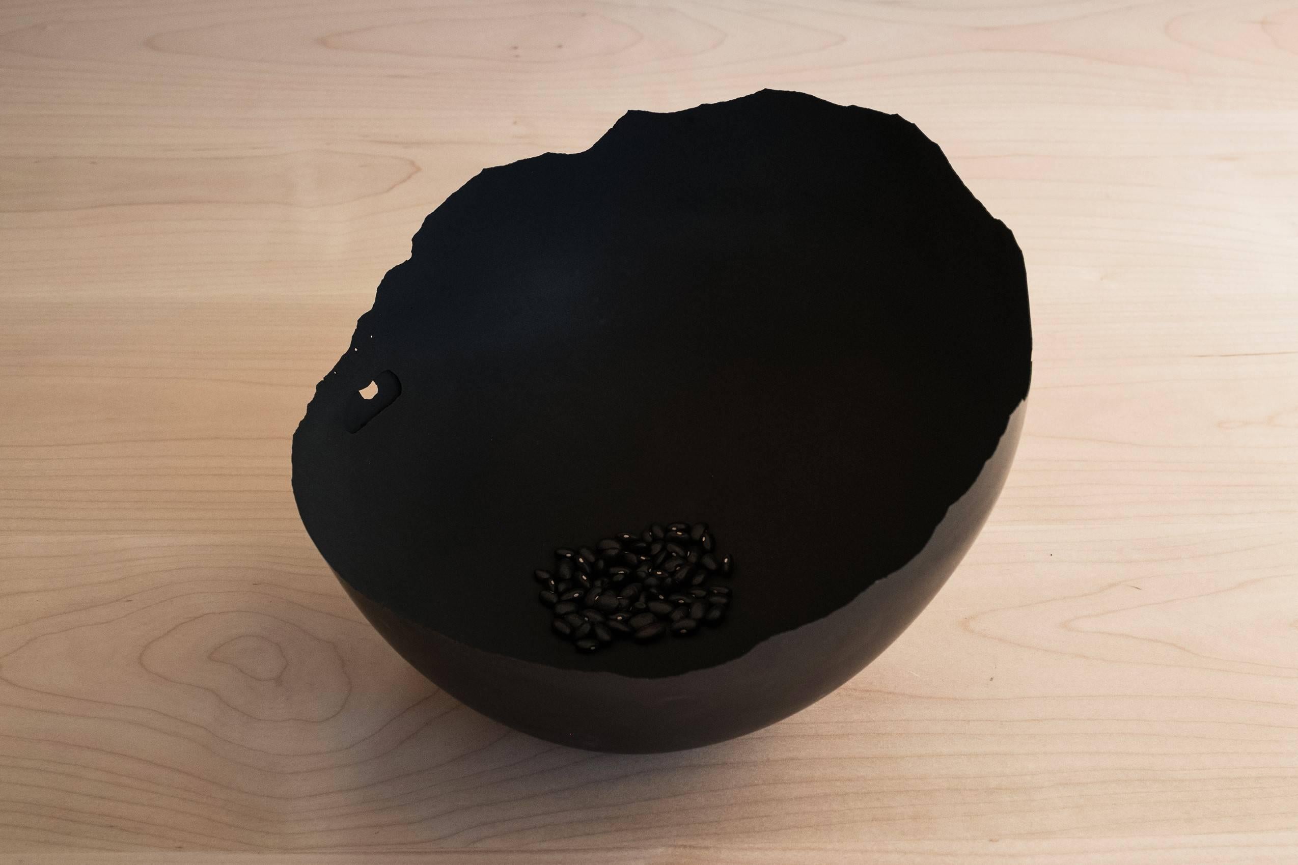 Contemporary Handmade Cast Concrete Bowl in Black by UMÉ Studio