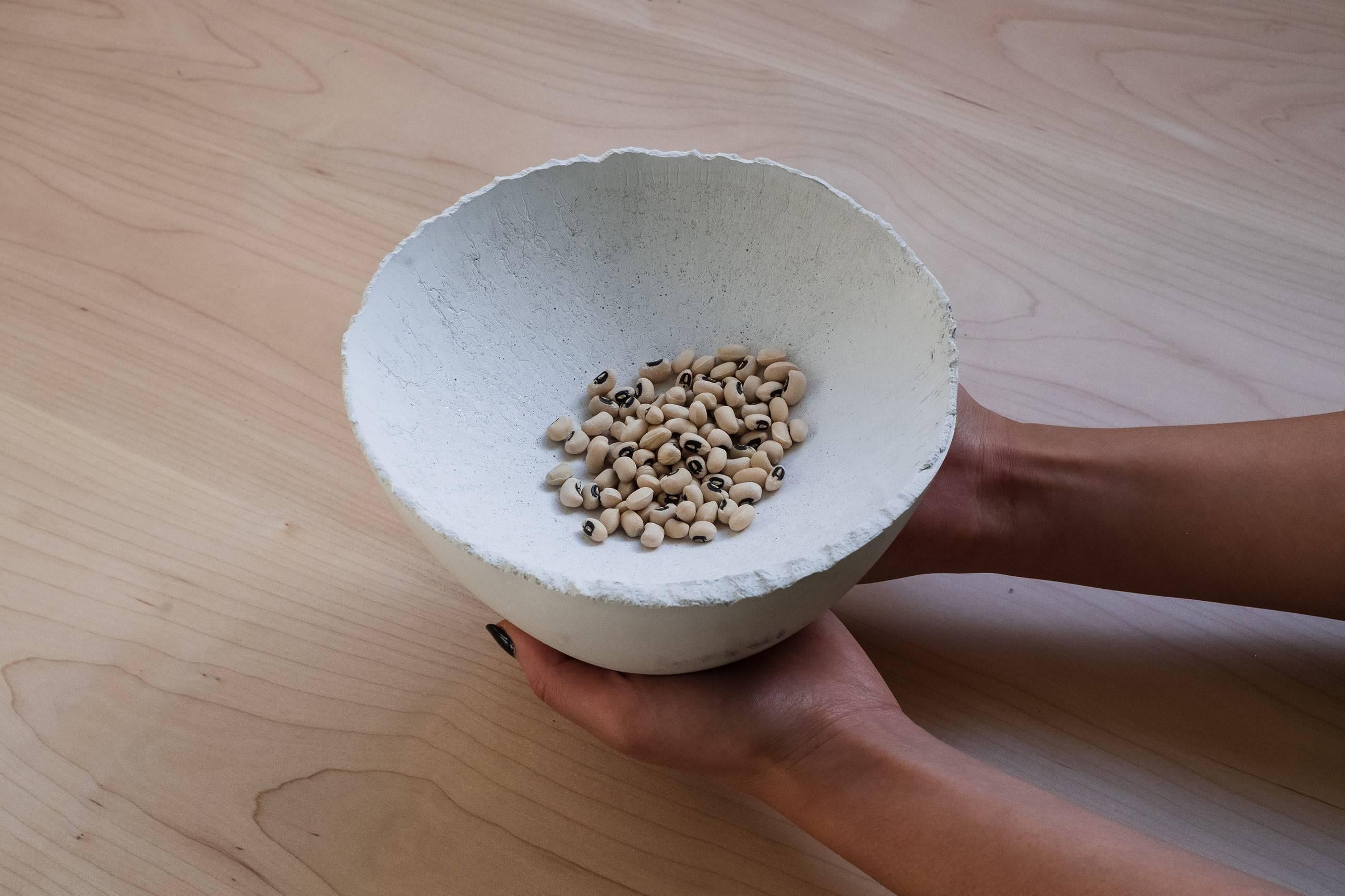 American Handmade Cast Concrete Bowl in White by UMÉ Studio