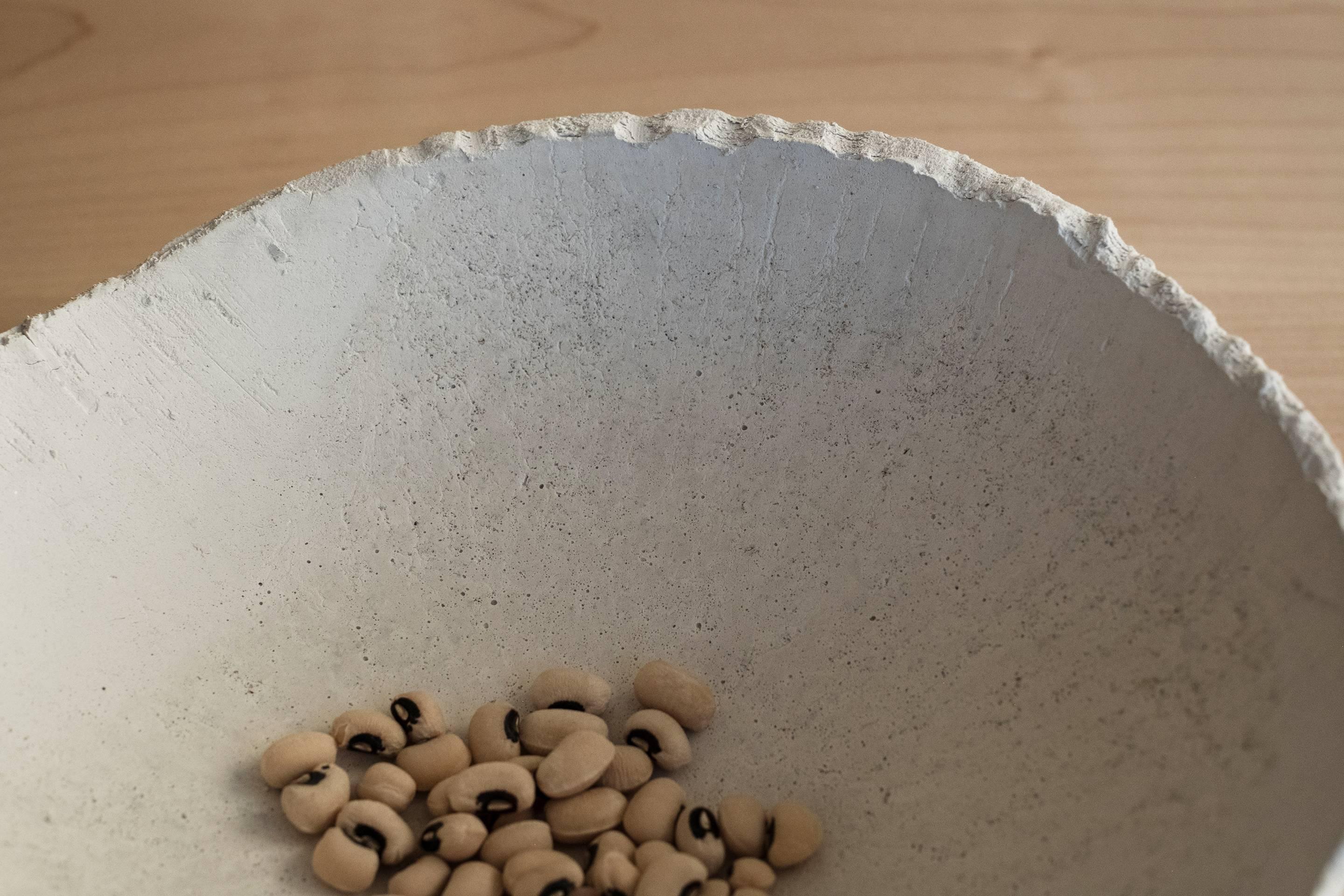 Contemporary Handmade Cast Concrete Bowl in White by UMÉ Studio