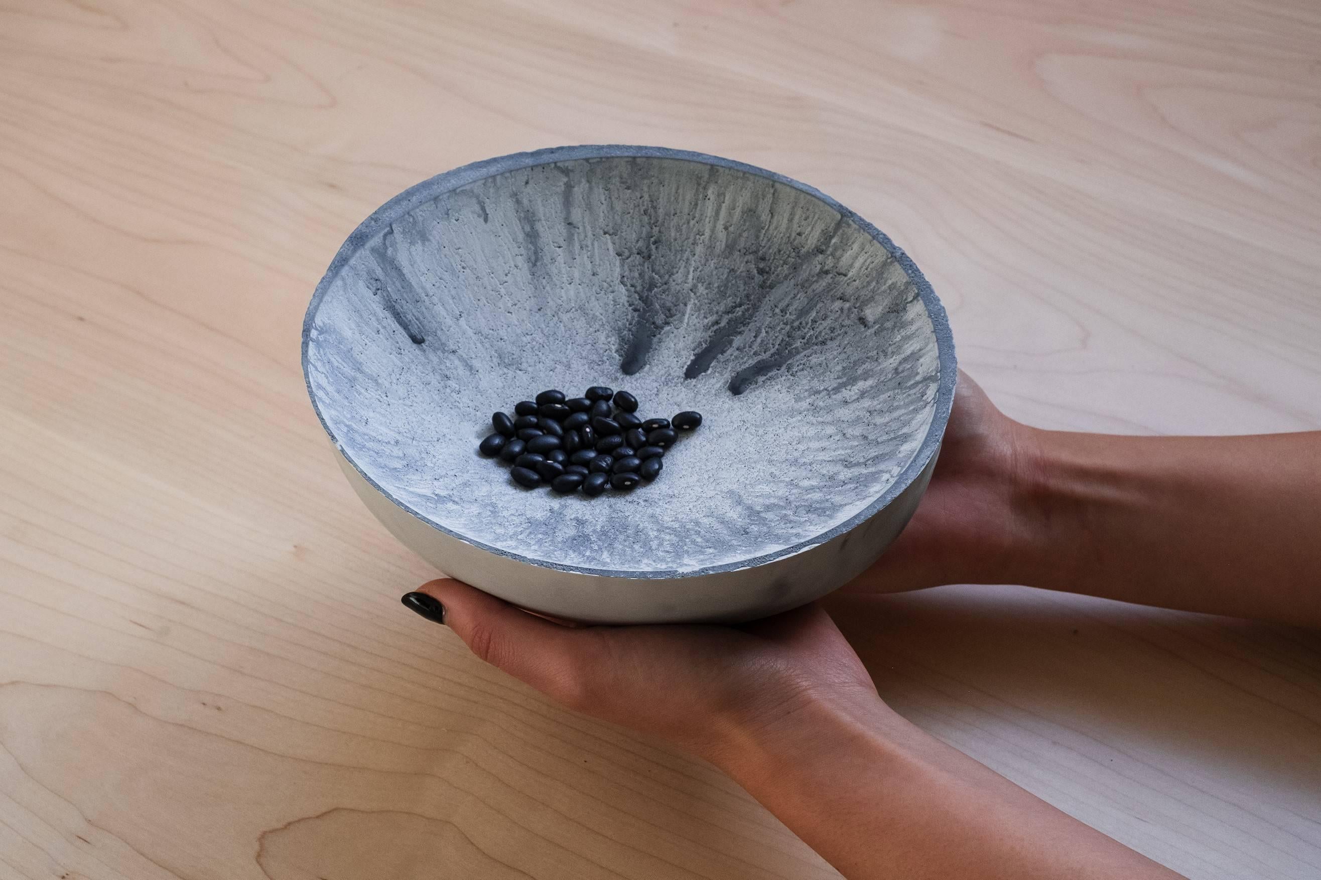 Contemporary Handmade Cast Concrete Bowl in Grey by UMÉ Studio