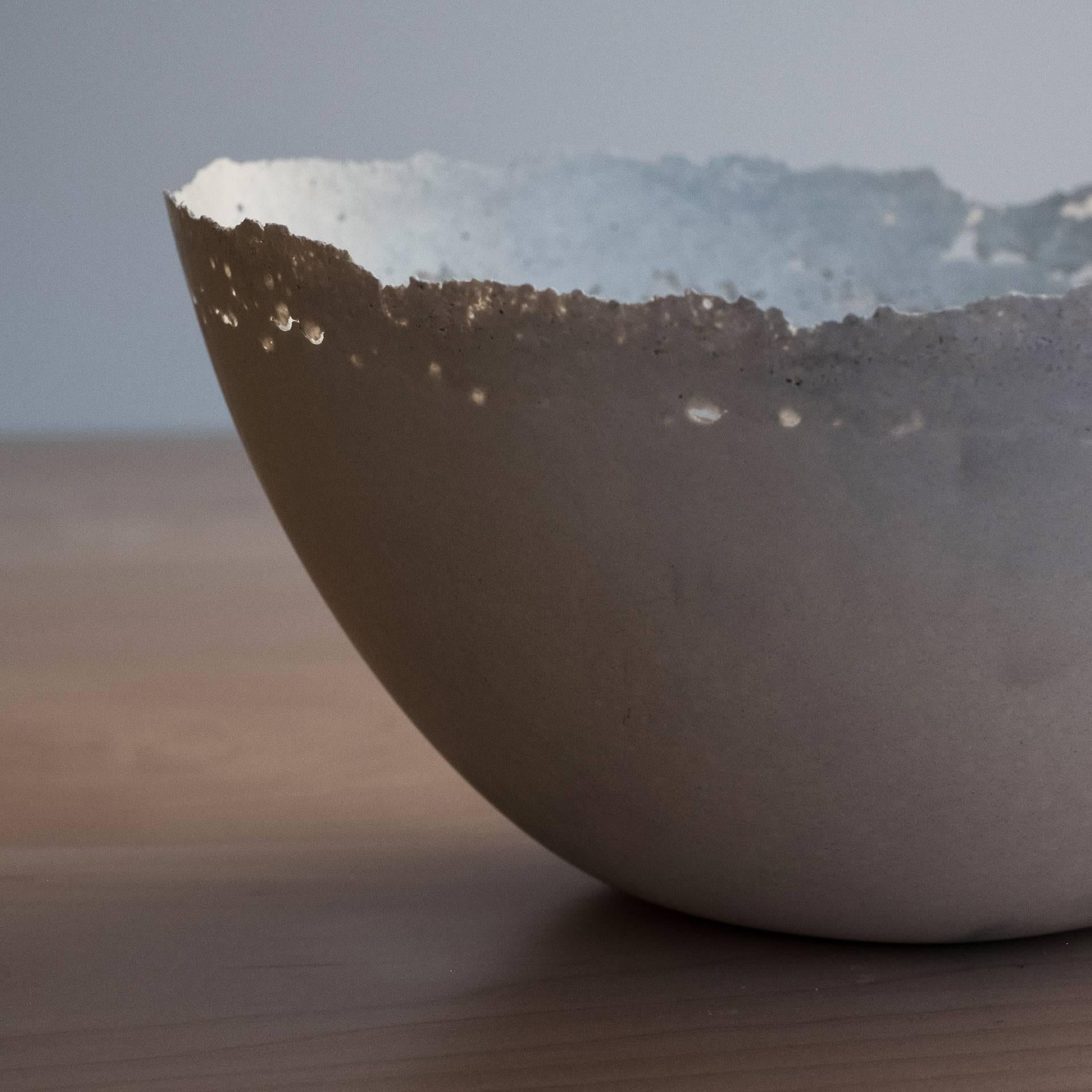 Handmade Cast Concrete Bowl in White by UMÉ Studio In New Condition In Oakland, CA