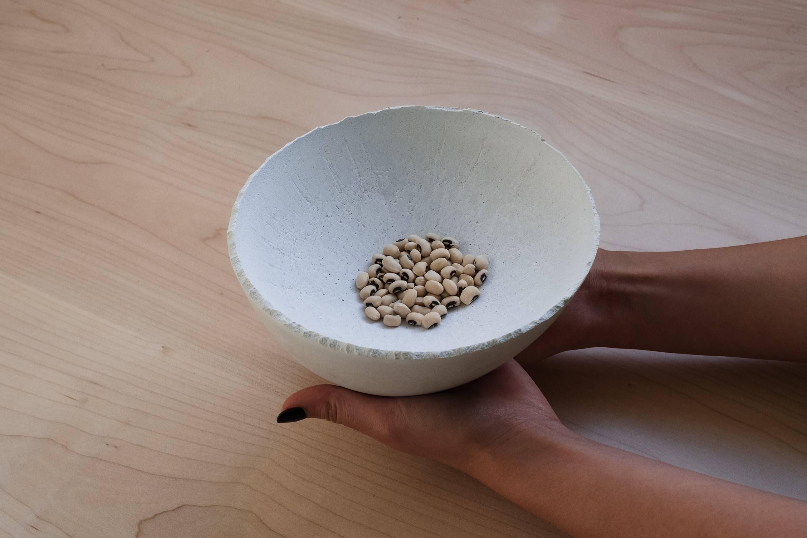 Contemporary Handmade Cast Concrete Bowl in White by UMÉ Studio