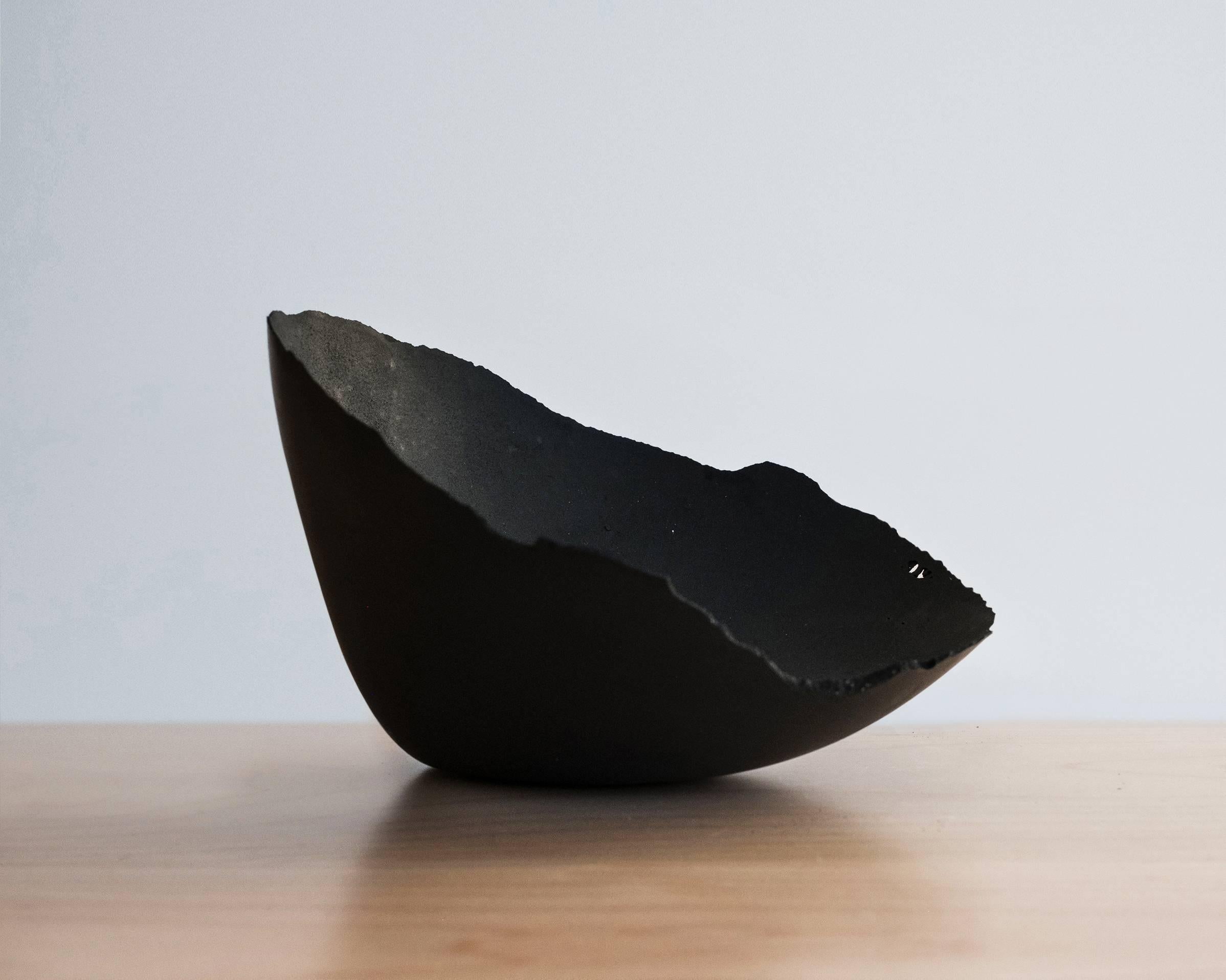 American Handmade Cast Concrete Bowl in Black by UMÉ Studio, Set of Six For Sale