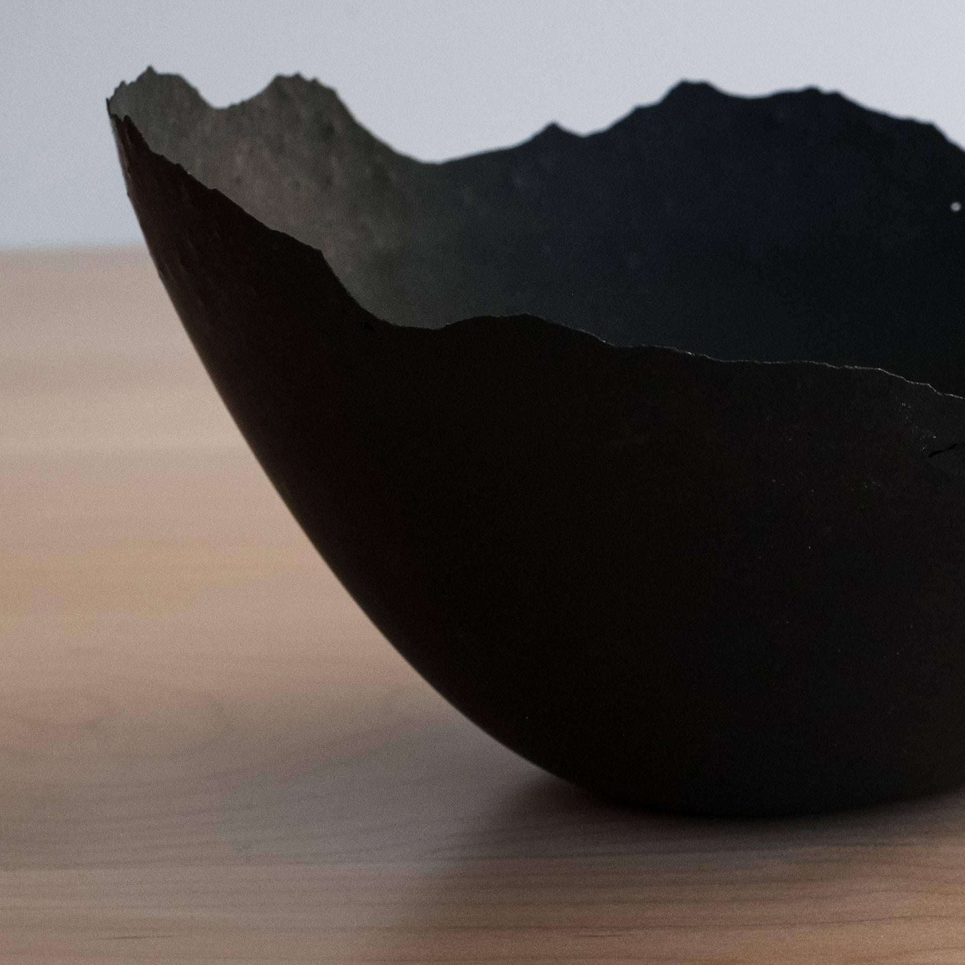 Contemporary Handmade Cast Concrete Bowl in Black by UMÉ Studio, Set of Six For Sale