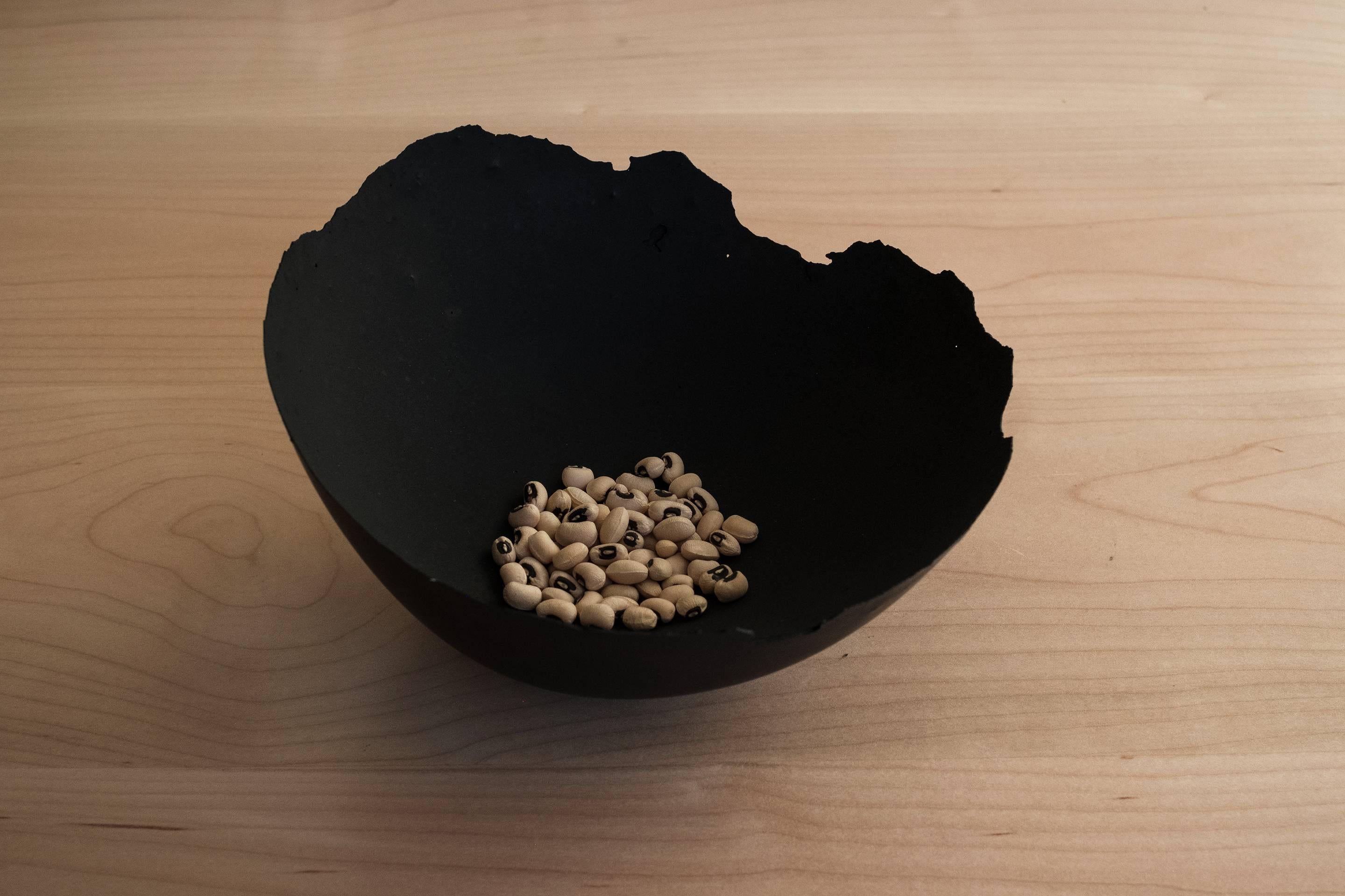Handmade Cast Concrete Bowl in Black by UMÉ Studio, Set of Six For Sale 3