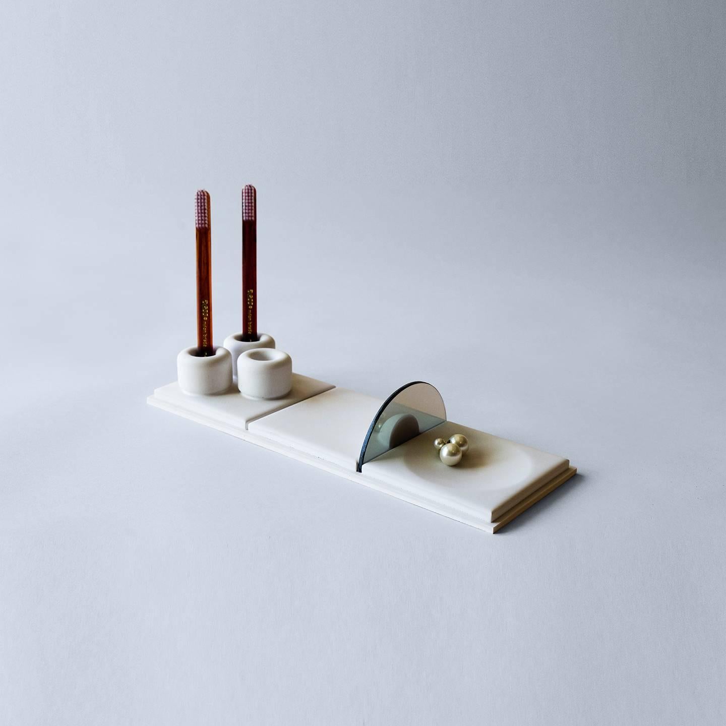 American Salle de Bain - S - Handmade Cast Concrete Tray in White by UMÉ Studio For Sale