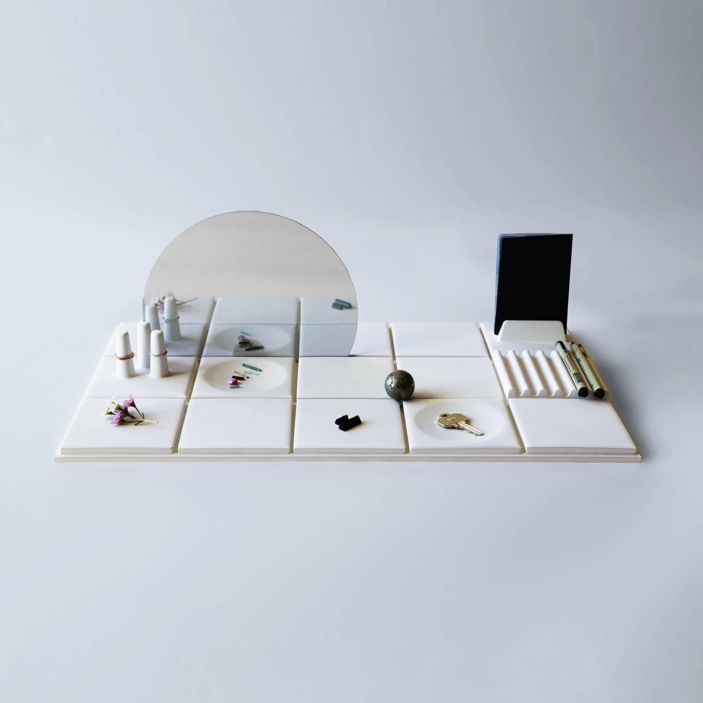 Salle de Bain, Set of Three, Handmade Cast Concrete Tray in White by UMÉ Studio In New Condition For Sale In Oakland, CA
