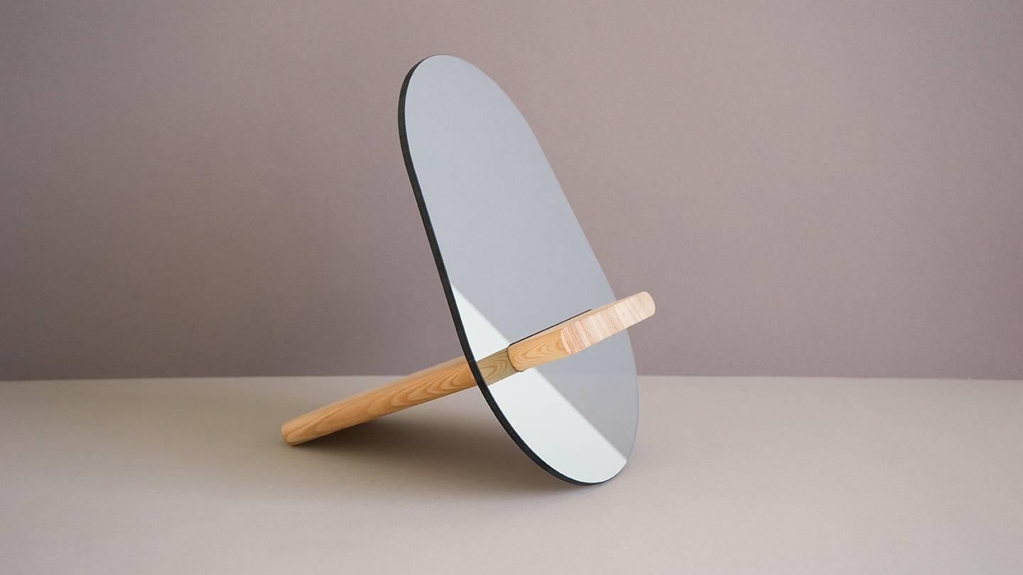 Minimalist Tenon Mirror with Mirropane and Birch by UMÉ Studio For Sale