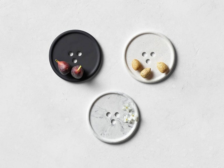 Minimalist Handmade Cast Concrete Bouton 'S' in Marble by UMÉ Studio, Set of Six For Sale