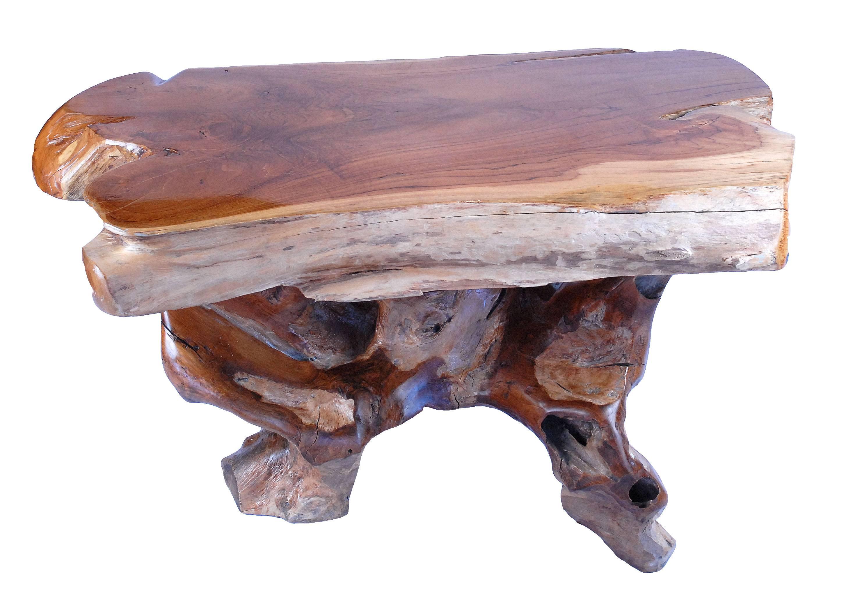 Sustainably harvested teak coffee table and base.