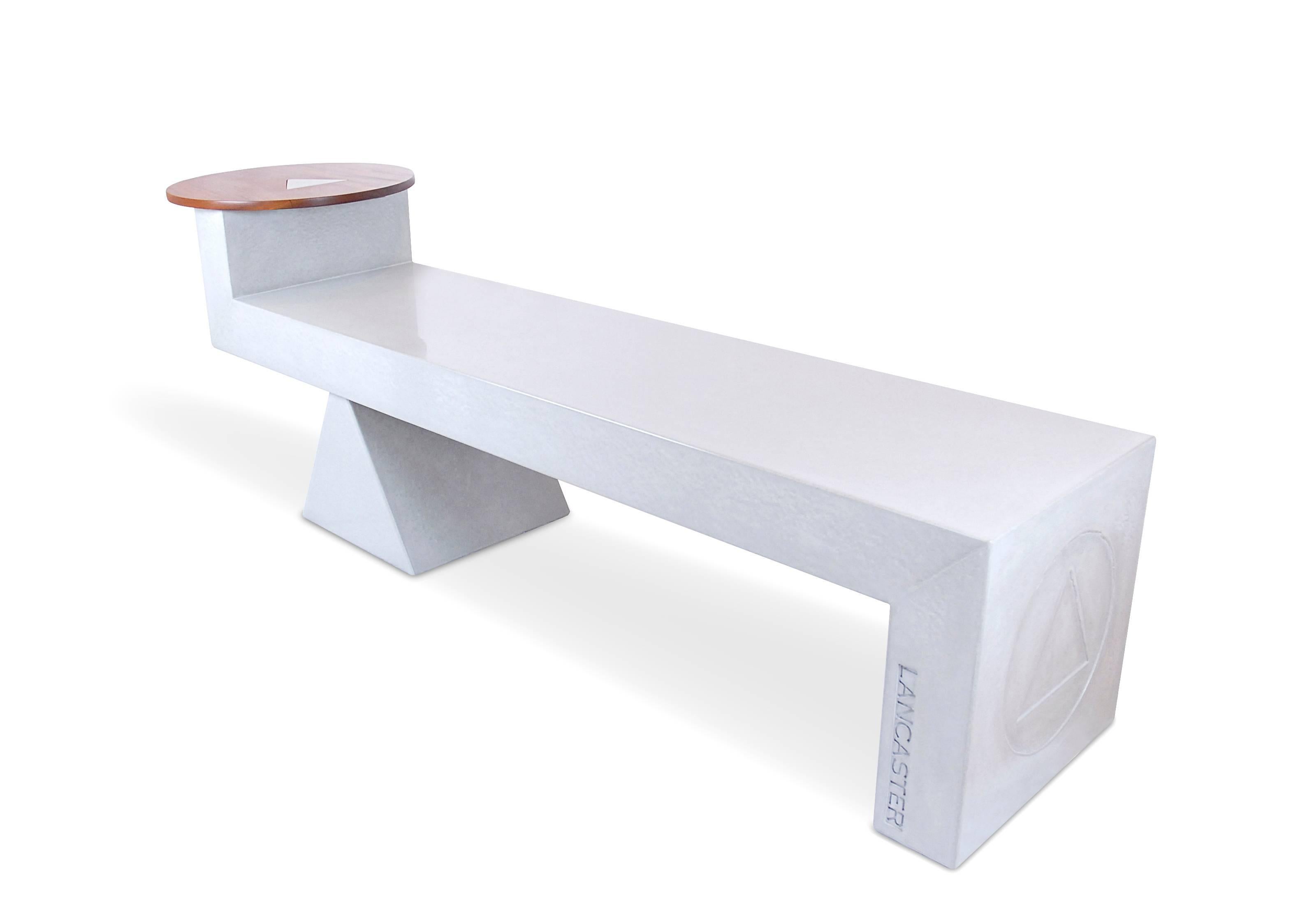 Cast Contemporary Handcrafted Bench, Concrete and Mahogany For Sale