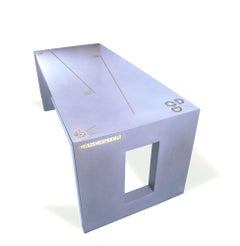 Innovator Executive Concrete Desk with Brass and Stones