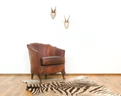 early 20th century French cognac Leather tub Chair