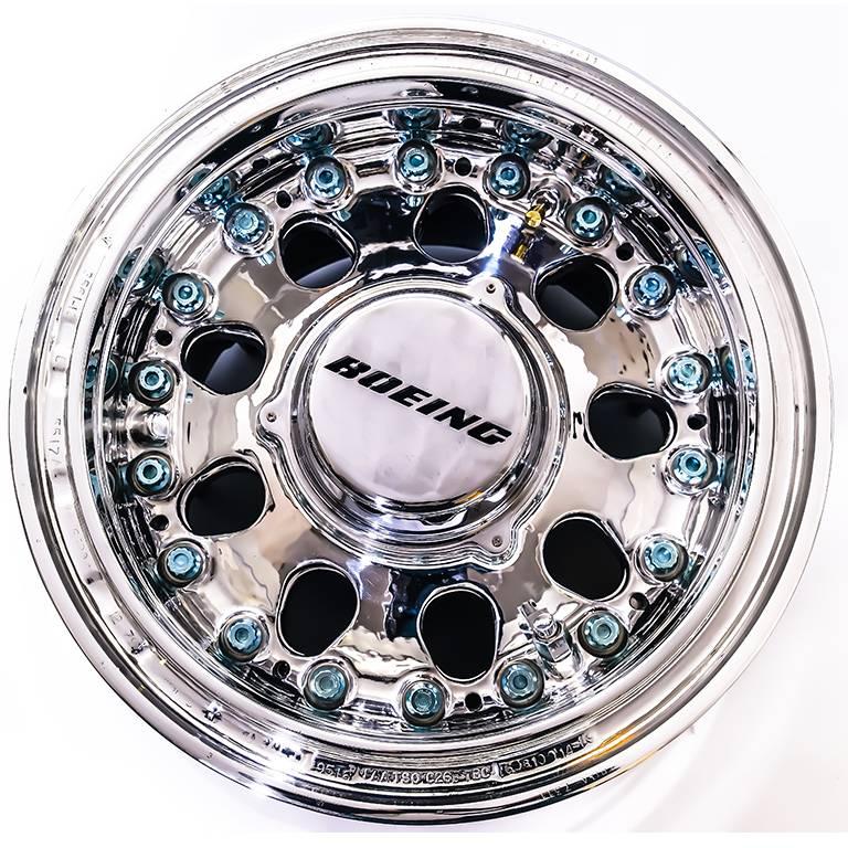 Modern Polished Boeing 747 Wheel Coffee Table For Sale