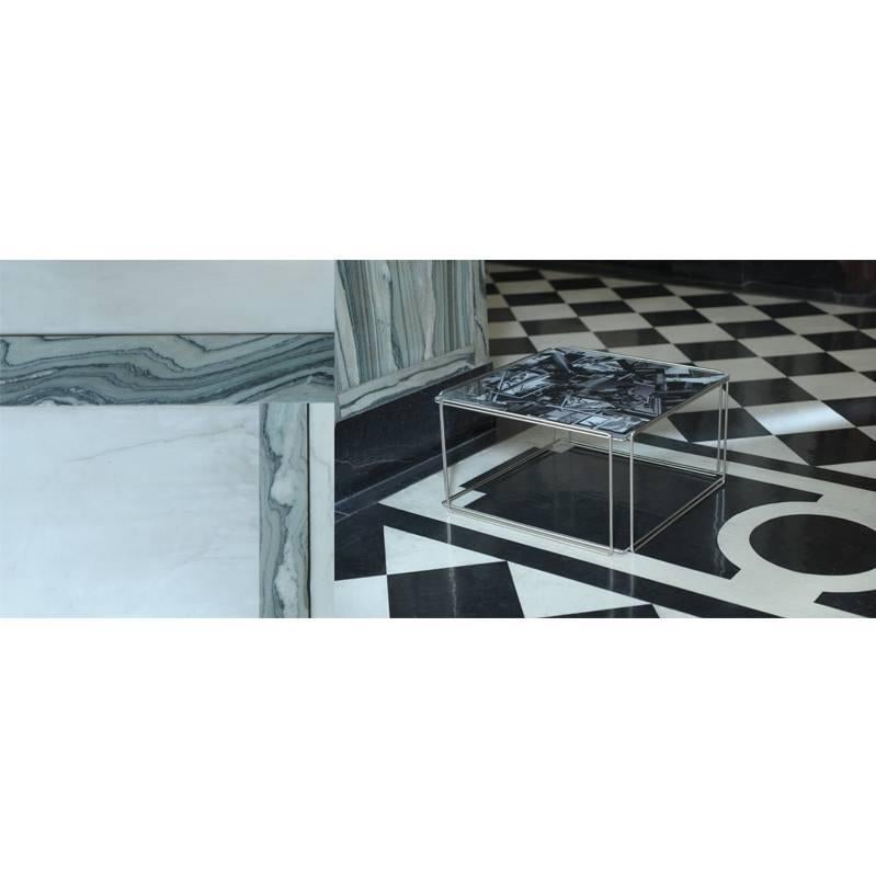 Modern Contemporary 'Templetonian' Coffee Table With Collage Design Glass Top For Sale