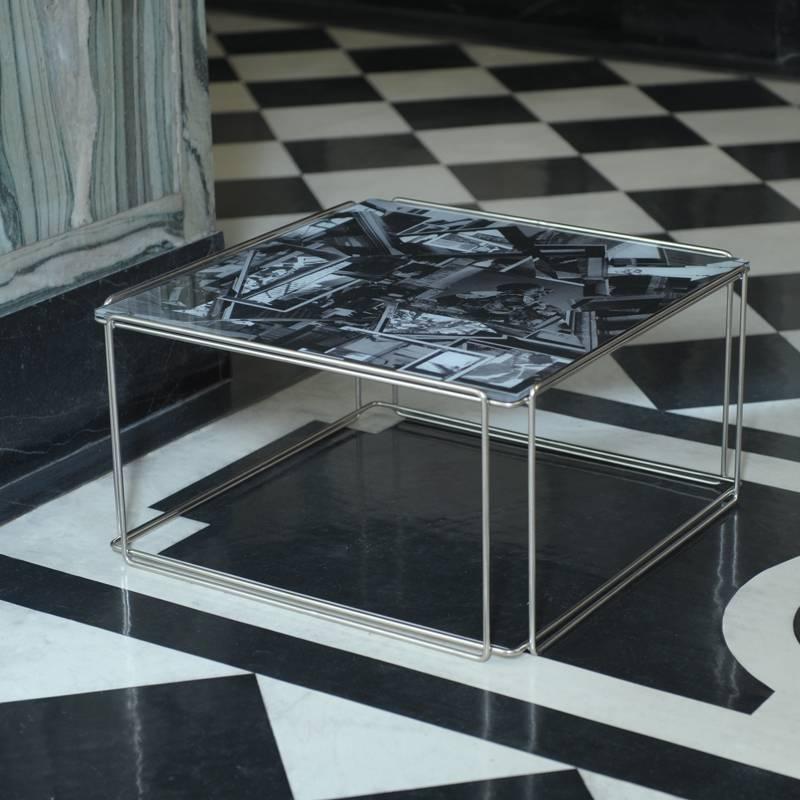 Scottish Contemporary 'Templetonian' Coffee Table With Collage Design Glass Top For Sale