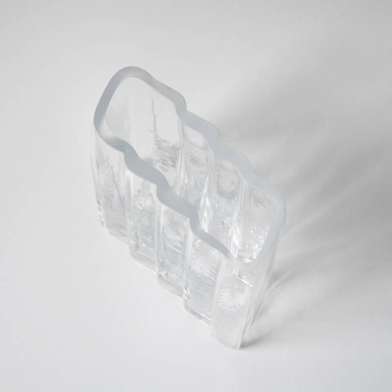 Minimalist Contemporary Handblown Clear Glass Vase  For Sale