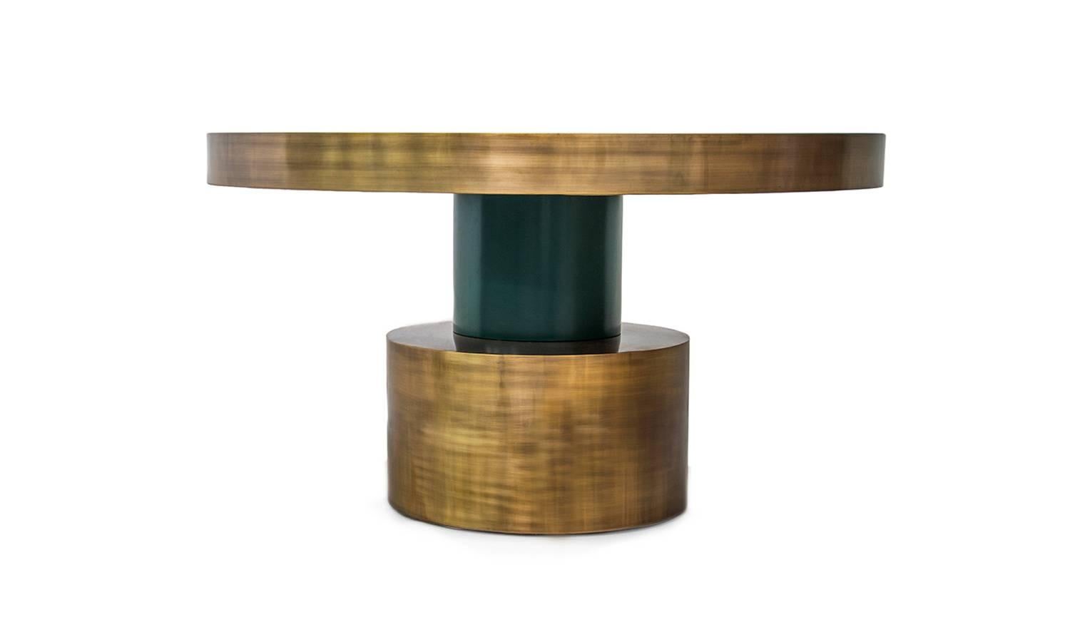 The Rio dining table is a truly unique piece of furniture that exudes tropical, sexy style. Crafted from the highest quality brass and your choice of lacquered wood, this dining table is built to last. The combination of the brass base and the