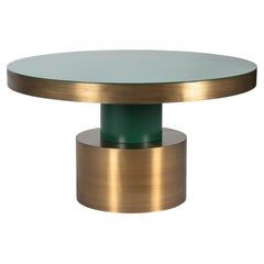 21st Century Art Deco Antique Brass and Green Lacquered Wood Rio Dining Table